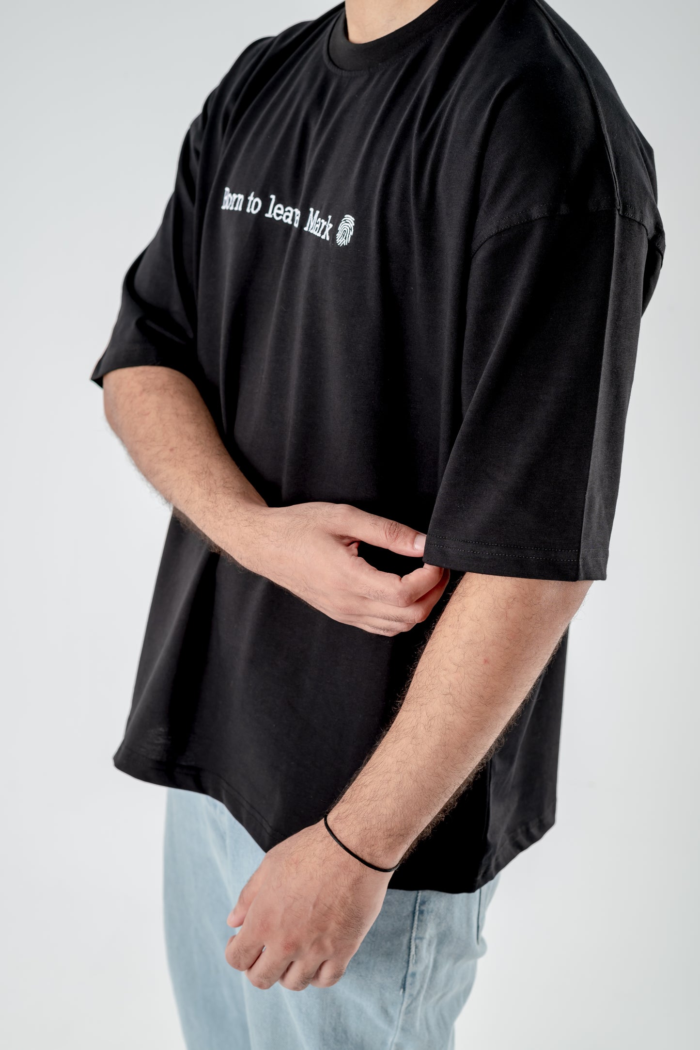 Oversized T-Shirt – “Born to leave a mark” Embroidered Design (Black)