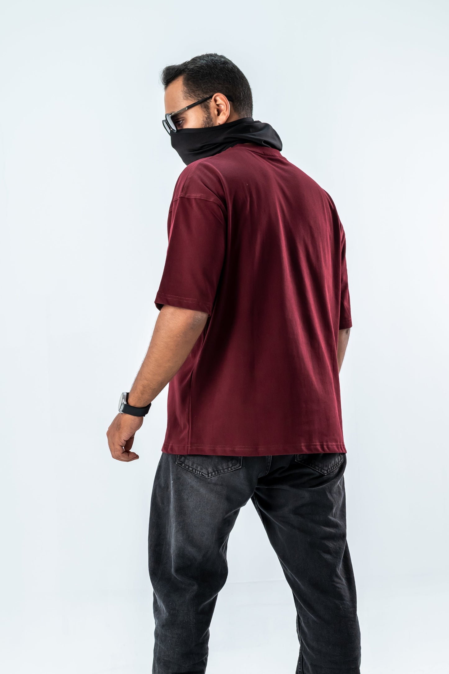 Oversized T-Shirt – “Born to leave a mark” Embroidered Design (Burgundy)