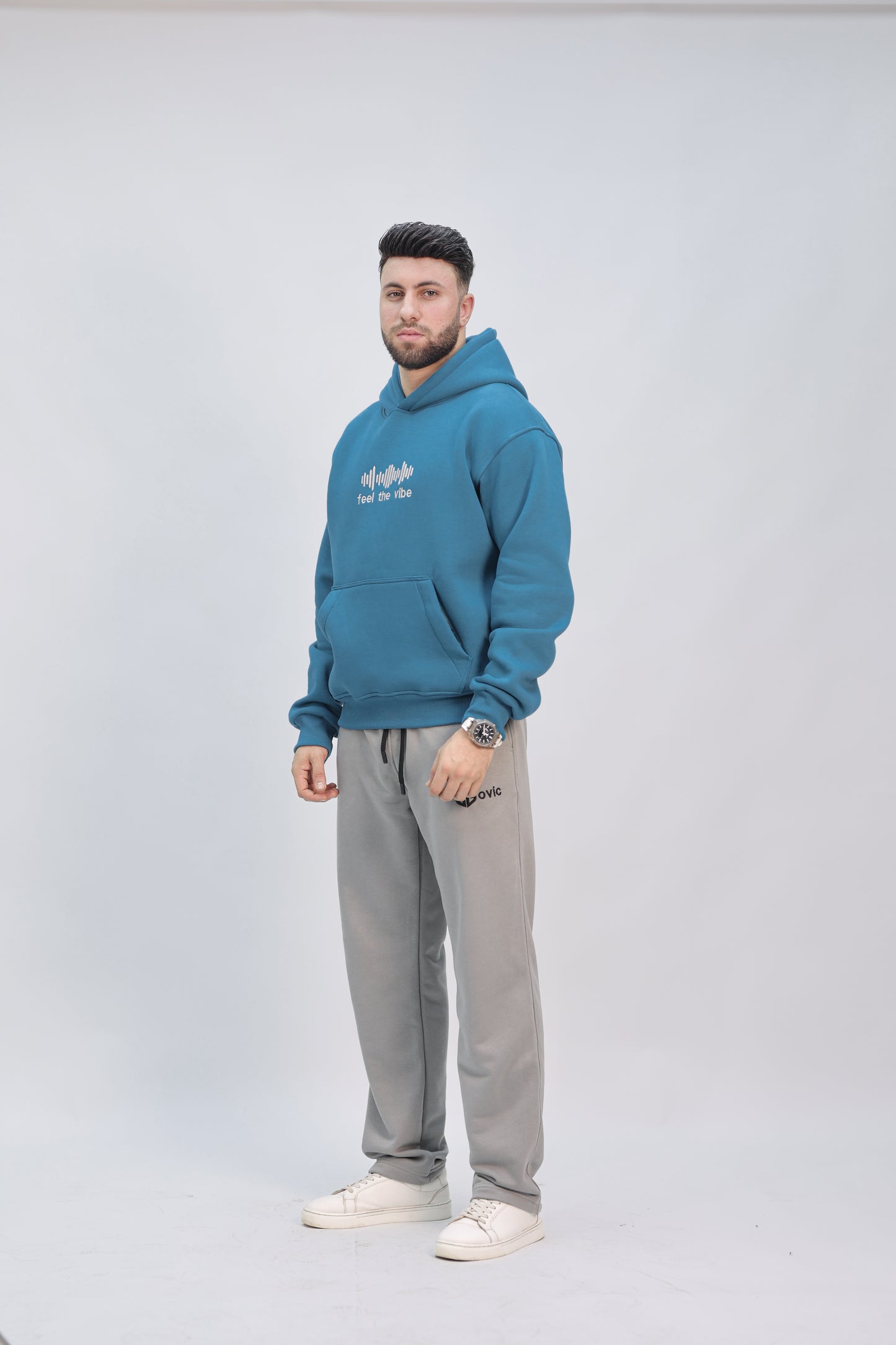 Zip-up Hoodie crystal teal ( feel the vibe )