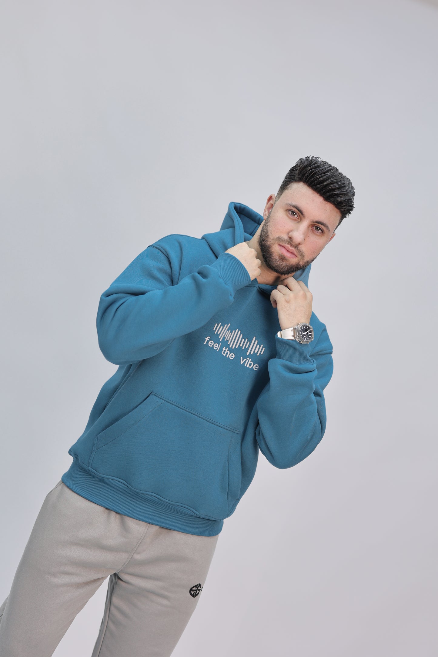 Zip-up Hoodie crystal teal ( feel the vibe )