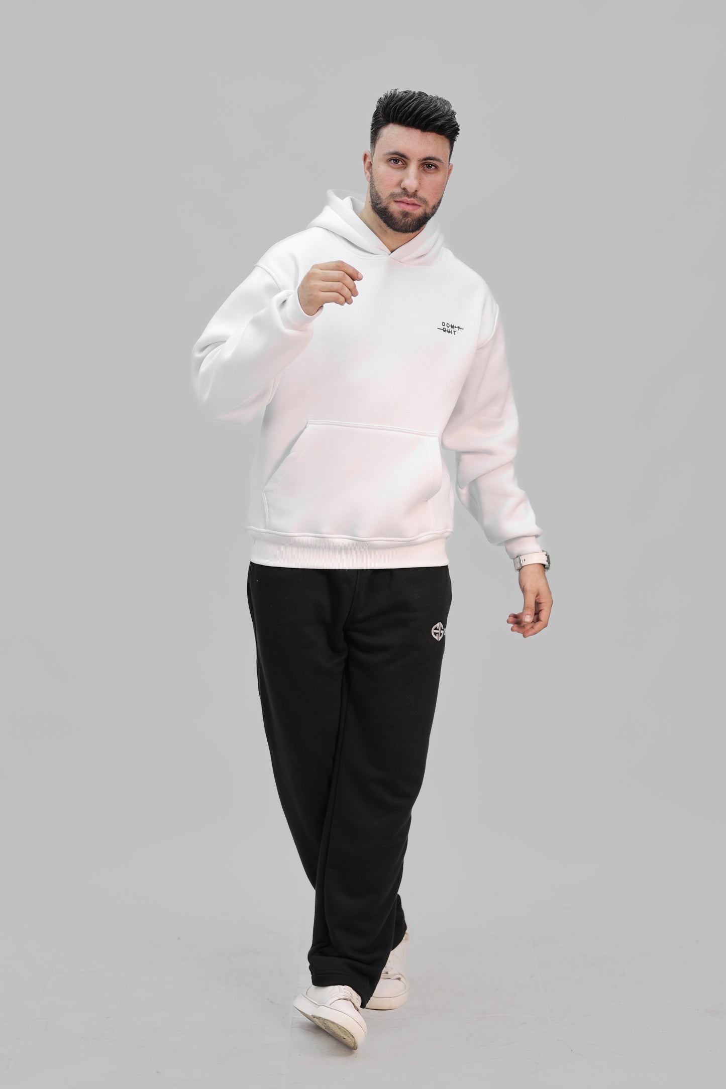 Hoodie white (don't quit)