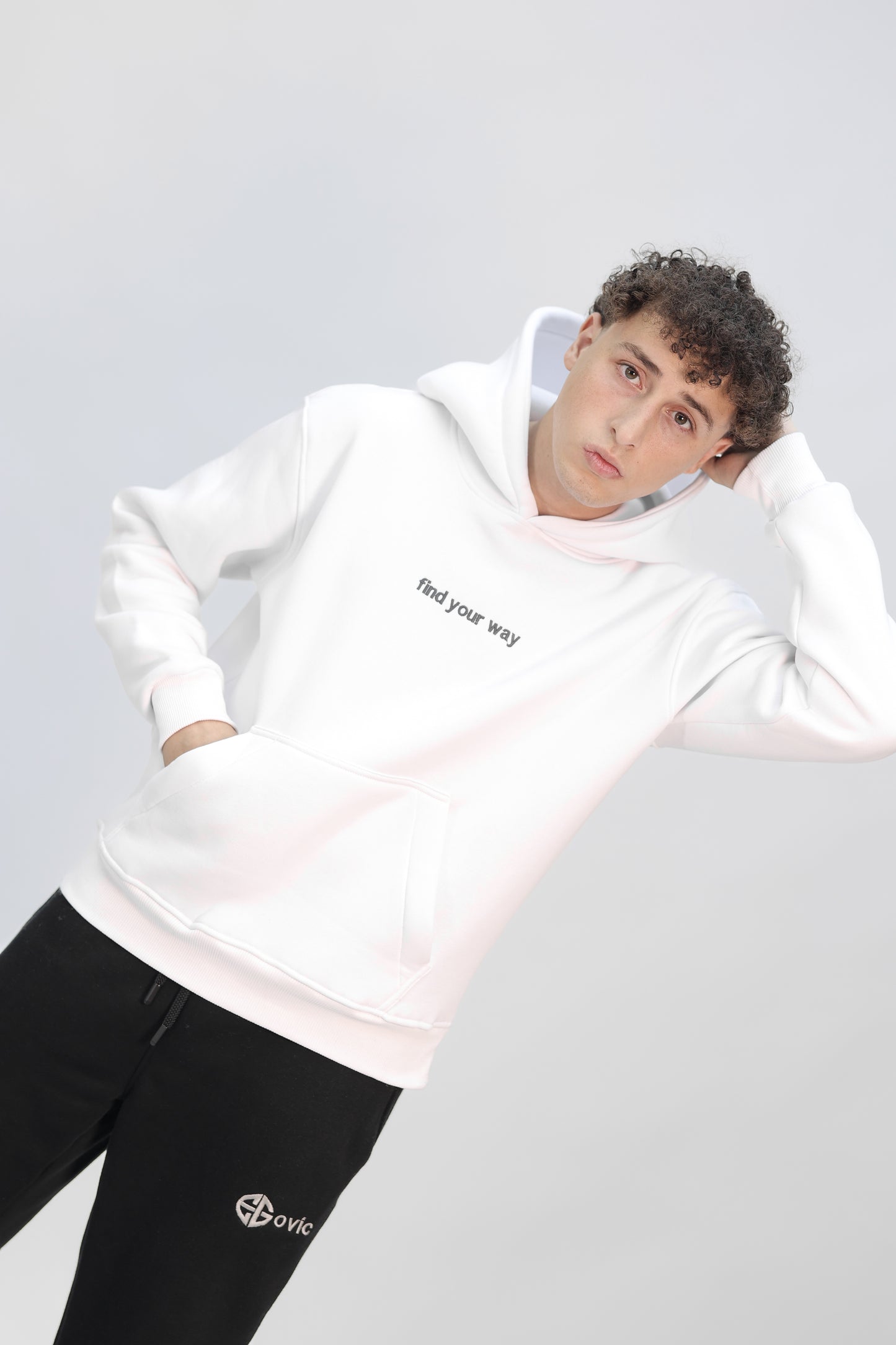 Zip-up Hoodie white (find your way)