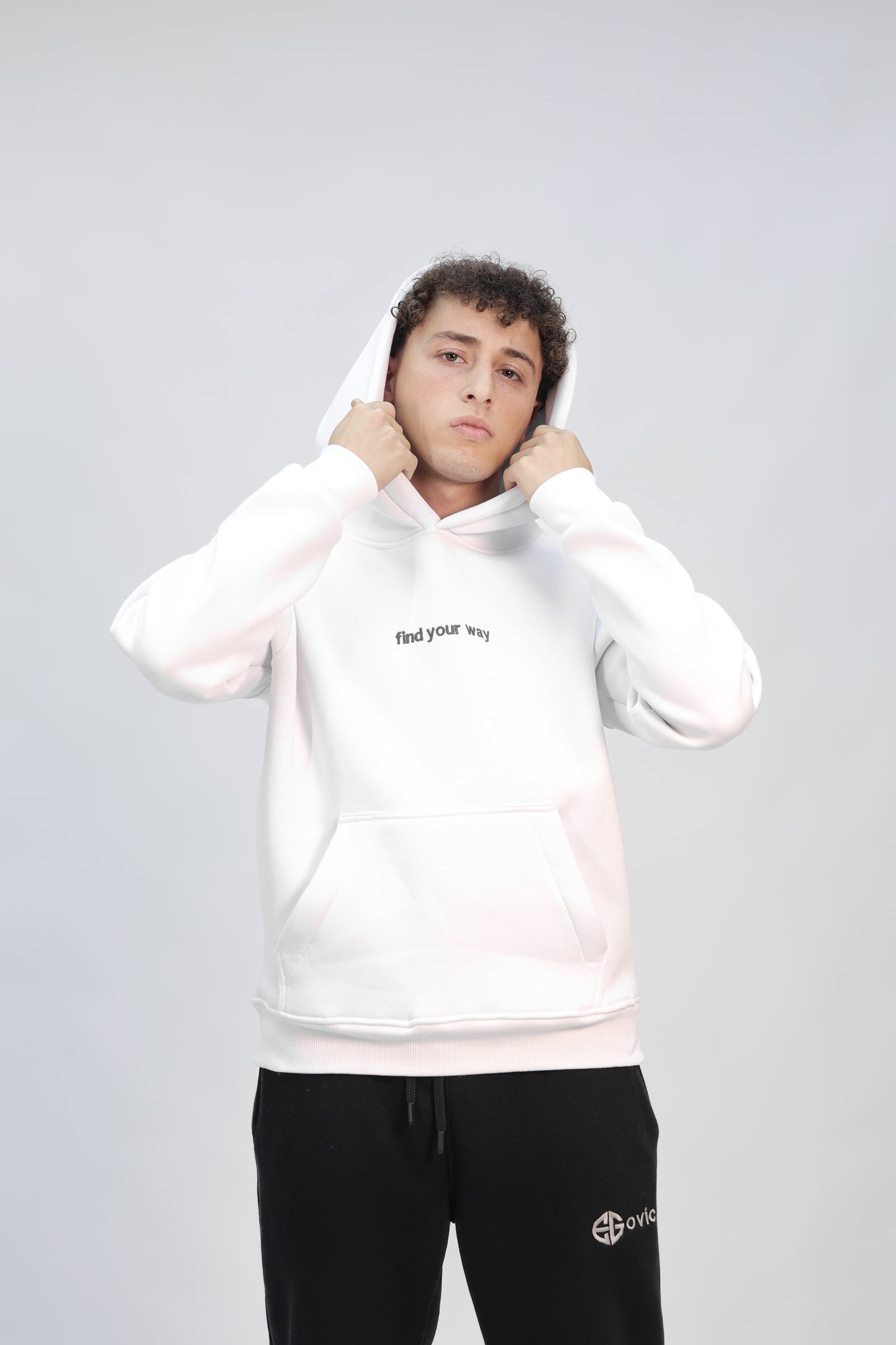 Zip-up Hoodie white (find your way)