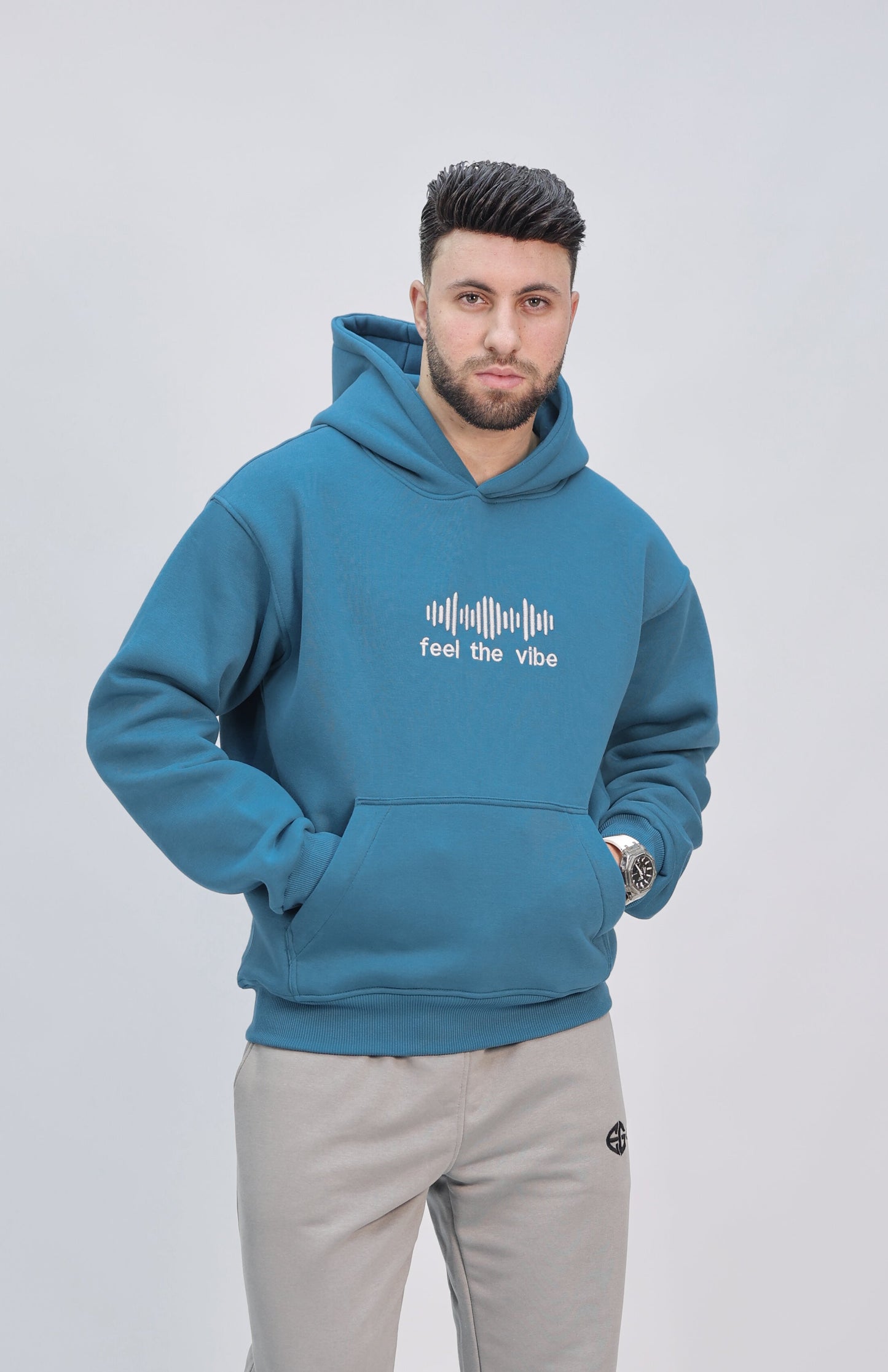 Zip-up Hoodie crystal teal ( feel the vibe )
