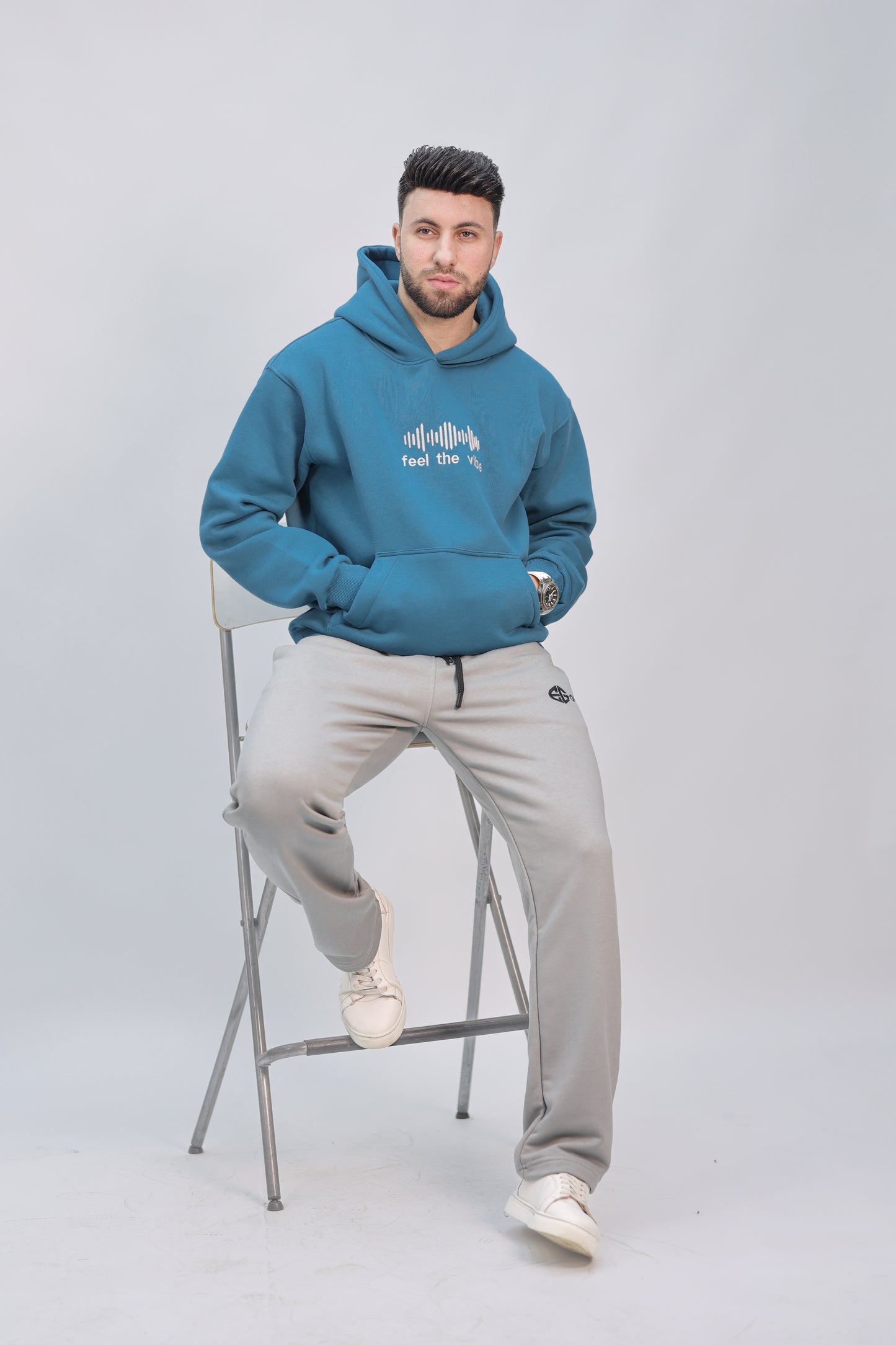 Zip-up Hoodie crystal teal ( feel the vibe )