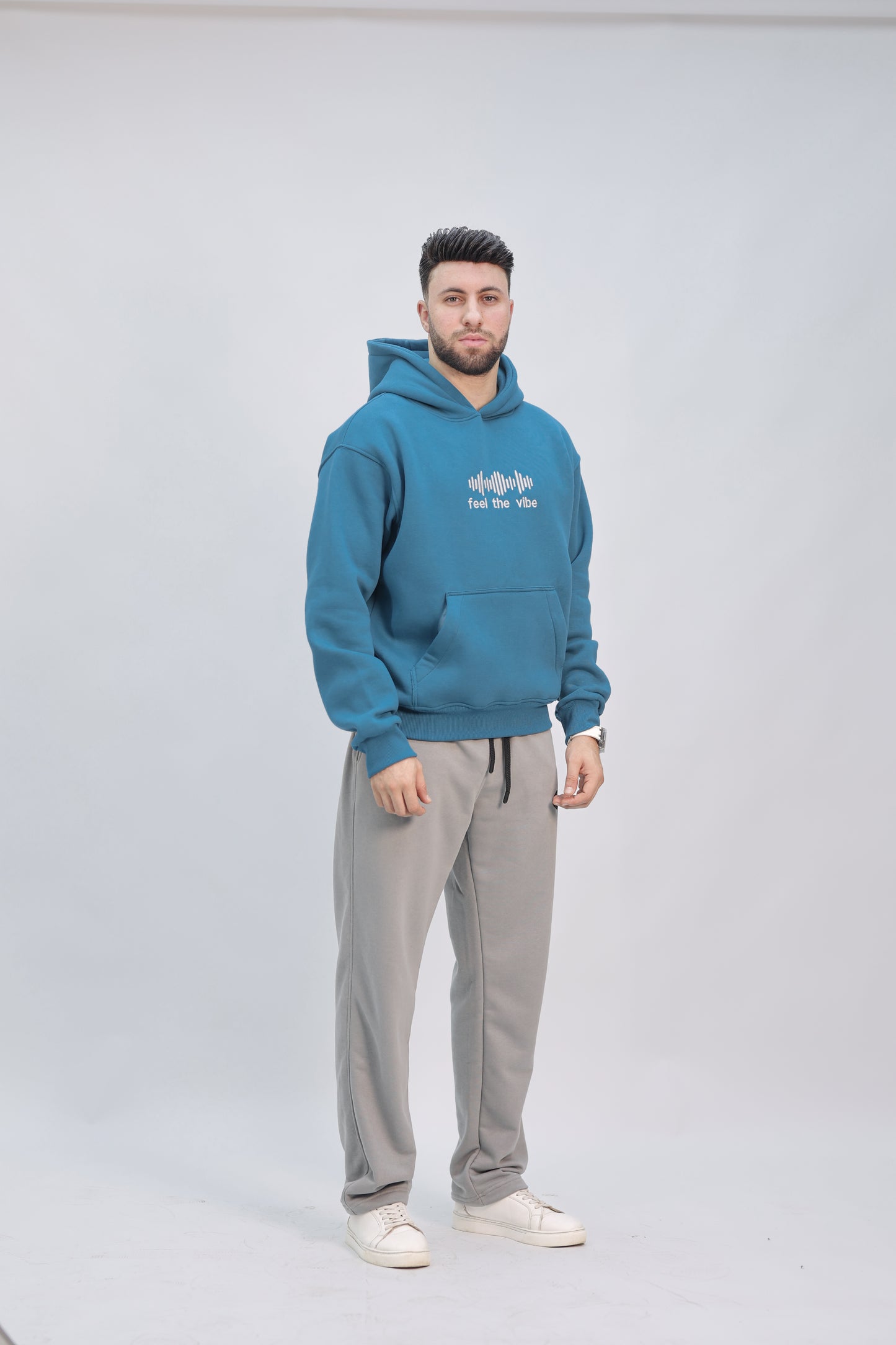 Zip-up Hoodie crystal teal ( feel the vibe )