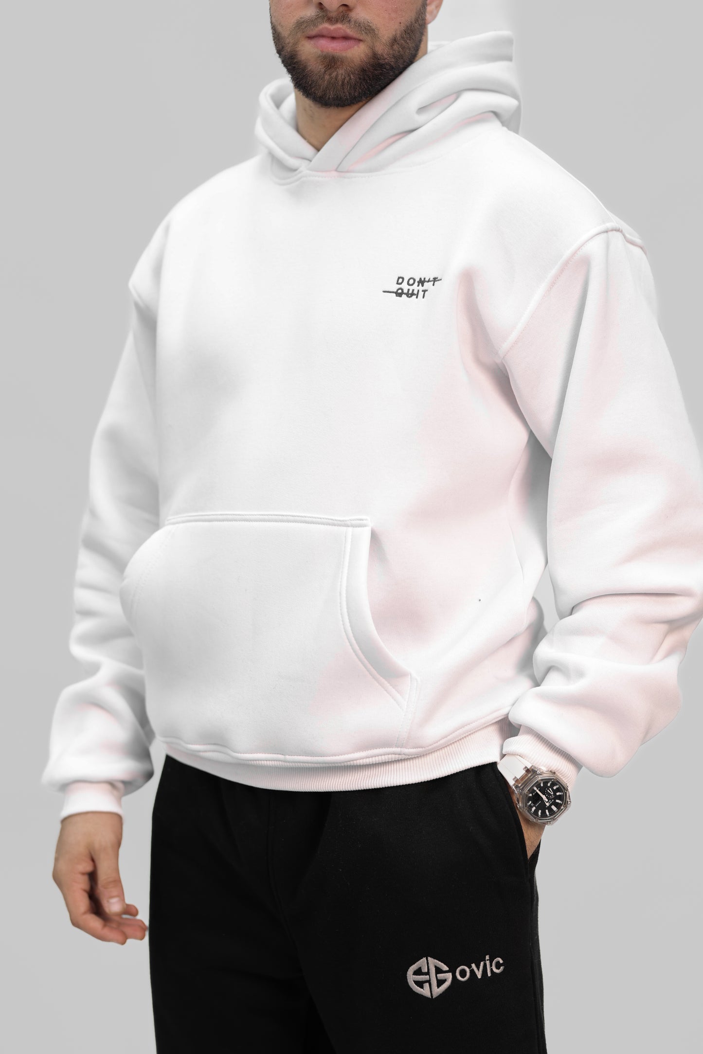 Hoodie white (don't quit)